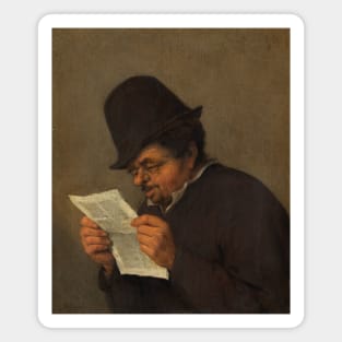 Bust of an Old Peasant Reading a Paper by Adriaen van Ostade Magnet